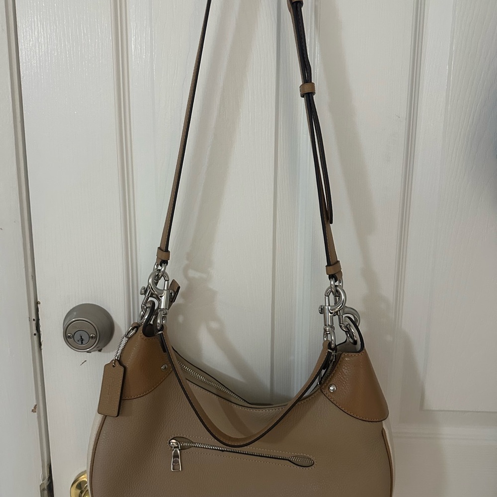 Coach Tan and Brown Leather Shoulder Bag